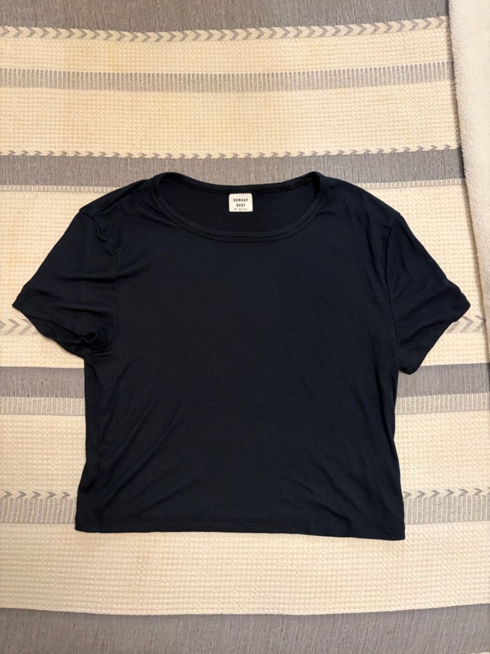Sunday Best Cropped Black Short Sleeve Crew Tee